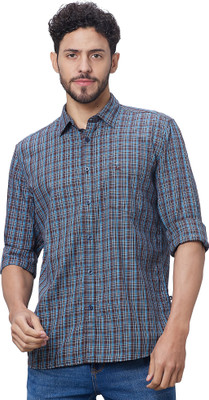 PARX Men Checkered Casual Blue Shirt