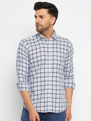 DUKE Men Checkered Casual White, Grey, Red Shirt