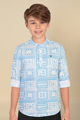 Allen Solly Boys Printed Casual Blue Shirt
