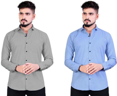VIHAAN TRENDZ Men Slim Fit Solid Slim Collar Casual Shirt (Pack Of 2) For Rs. 399 @ 82% off
