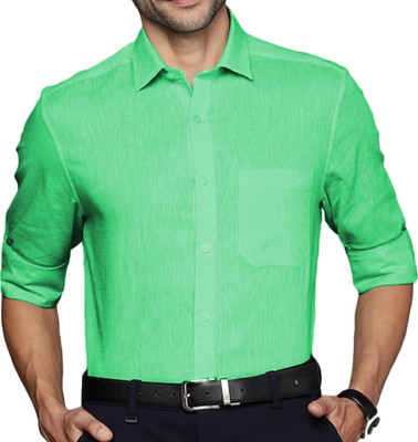 Callibr15 Men Solid Formal Green Shirt