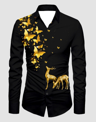 AviraEnterprise Men Printed Casual Black Shirt