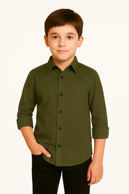 jabak creation Boys Solid Festive Green Shirt
