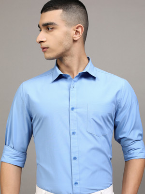 HIGHLANDER Men Solid Casual Blue Shirt