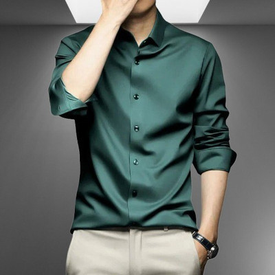 SATADHAR ENTERPRISES Men Solid Casual Green Shirt