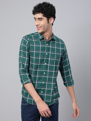 Veirdo Men Checkered Casual Green Shirt