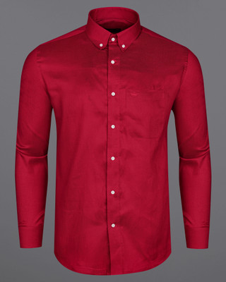 french crown Men Solid Casual Red Shirt