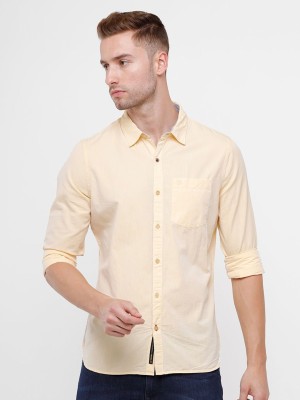 WROGN Men Solid Casual Yellow Shirt