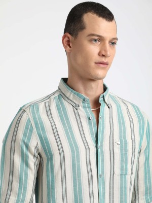 THE BEAR HOUSE Men Striped Casual Blue Shirt