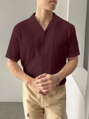 JANAKI ENTERPRISE Men Self Design Casual Maroon Shirt