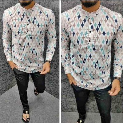 ALVIN ENTERPRISE Men Printed Casual Grey Shirt