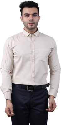Jagoon Men Self Design Formal Cream Shirt