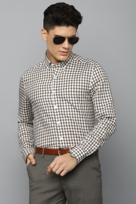 LOUIS PHILIPPE Men Checkered Formal Brown, White Shirt
