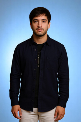 LAXMI TRENDING Men Solid Casual Blue Shirt