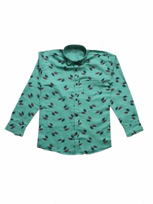 THE TINGGE Boys Solid Casual Green Shirt