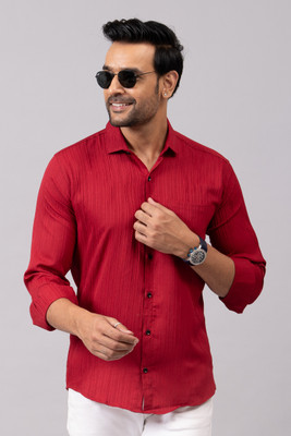 Sudan Men Self Design Party Red Shirt