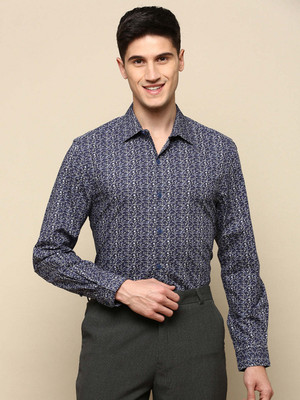INVICTUS Men Printed Formal Dark Blue Shirt