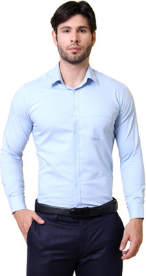 Crazio Men Solid Formal Blue Shirt