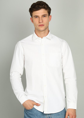 INTEGRITI Men Solid Casual White Shirt