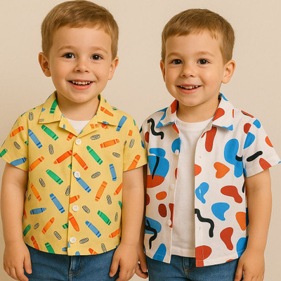 SHVFashion Boys Printed Casual Multicolor Shirt(Pack of 2)