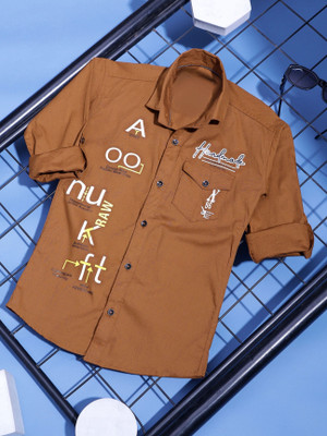 KILLER Boys Printed Casual Brown Shirt