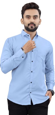 NIVICK Men Solid Formal Blue Shirt