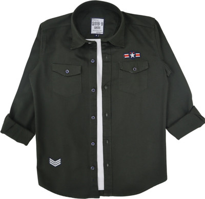 ROCKET SCIENCE Boys Solid Casual Green Shirt
