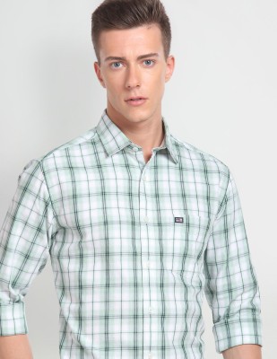 Arrow Sport Men Checkered Casual White, Black, Light Green Shirt