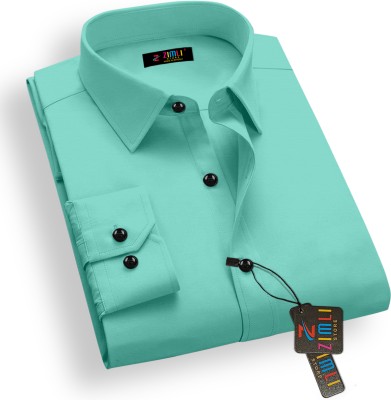 Zimli Men Solid Casual Light Green Shirt