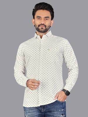ISUEL FAB Men Checkered Formal Cream Shirt