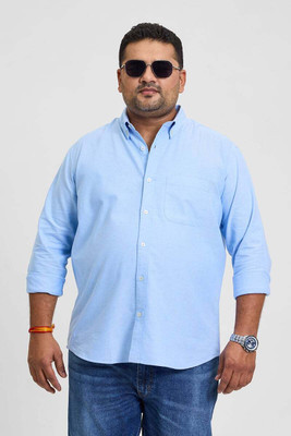 Snitch Men Solid Casual Blue Shirt
