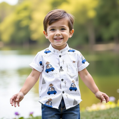 Apricot Boys Printed Casual White Shirt