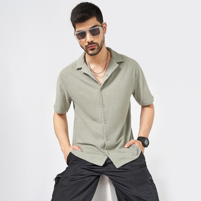 Street 808 by Pantaloons Men Self Design Casual Grey Shirt