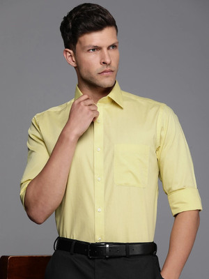 Raymond Men Solid Formal Yellow Shirt