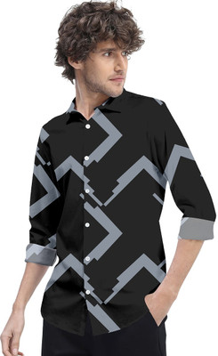 HEMAS LIFESTYLE Men Printed Casual Black Shirt