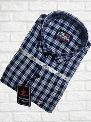Marc Laurent Men Checkered Casual Blue Shirt