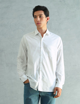 ARROW Men Checkered Formal White Shirt