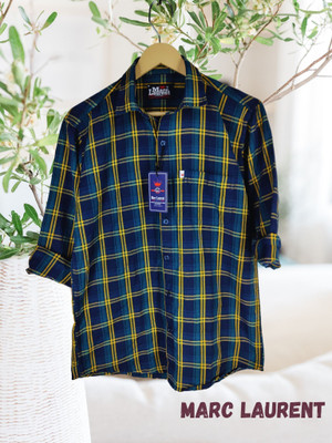 VK WINTER WEAR Men Checkered Casual Blue, Yellow Shirt