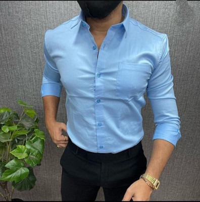 MAHADEV ENTERPRISE Men Solid Formal Blue Shirt