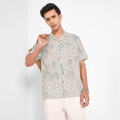 7 Alt by Pantaloons Men Printed Casual Green Shirt