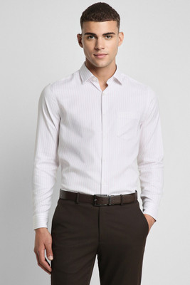 PETER ENGLAND Men Striped Formal Pink, White Shirt