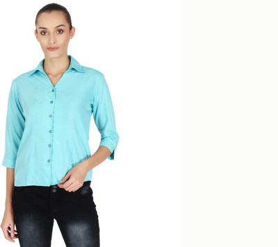 Laxmi sports Women Solid Casual Blue Shirt