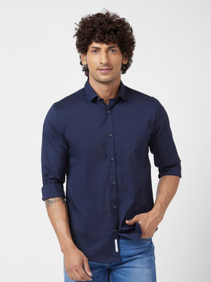 Spykar Men Solid Casual Blue Shirt