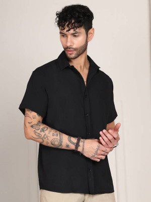METRONAUT Men Solid Casual Black Shirt