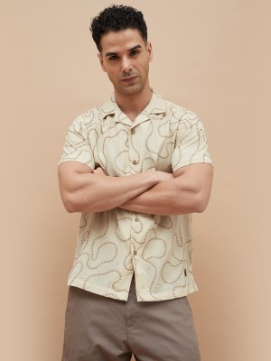 CODE by Lifestyle Men Printed Casual Beige Shirt