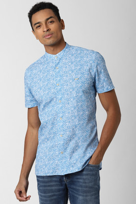 PETER ENGLAND Men Printed Casual Light Blue Shirt