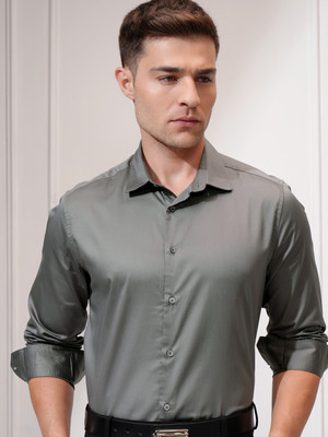 LOCOMOTIVE Men Solid Formal Grey Shirt
