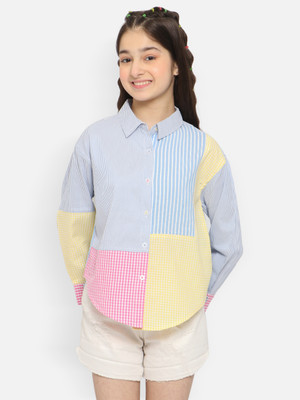 Natilene Girls Color Block Casual Multicolor Shirt