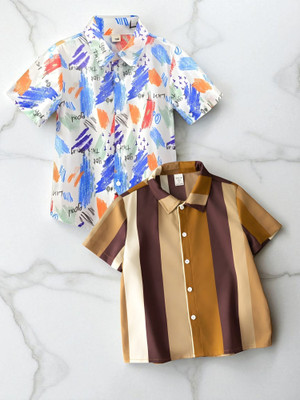 RAVYA TRENDZ Boys Printed Casual Multicolor Shirt(Pack of 2)