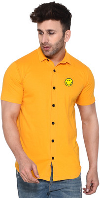 Lawful Casual Men Solid Casual Yellow Shirt